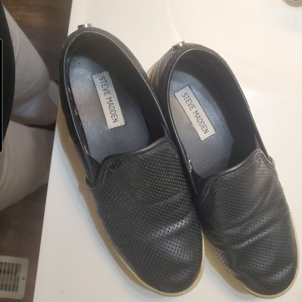 Steve Madden Perforated Black Men's Slip-Ons